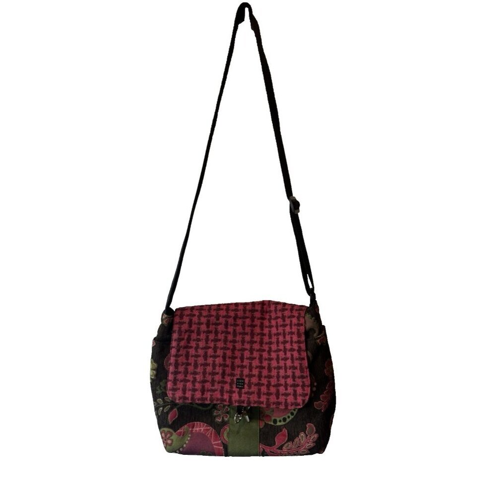 Lisa Lill Studio Colorful Fabric Paisley Floral Messenger Bag Tote Boho Artsy